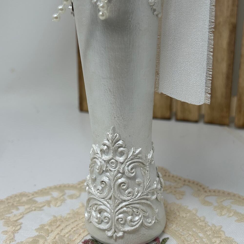 Simple & Elegant White Decorative Hand Crafted Bottle with Bow - Picture 10 of 12
